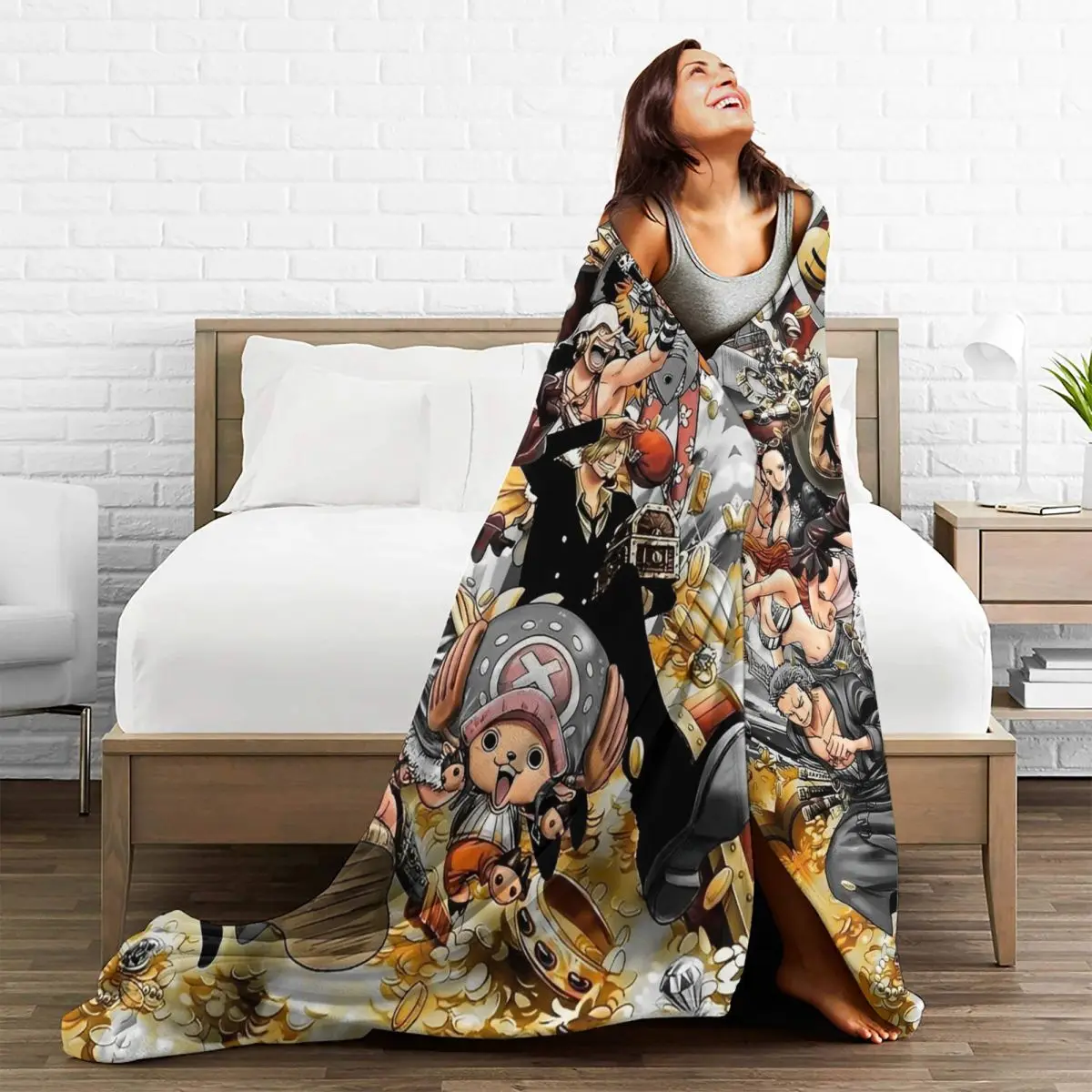 O-One P-Piece Anime Blanket Quality Soft Warm Throw Blanket Winter Airplane Travel Bedroom Comfortable Bedspread