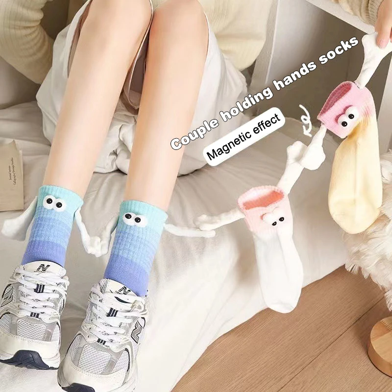 New Thin Socks Couple Holding Hands Sock Middle Tube Socks Can Hold Hands Holding Hands Socks Gradient Color