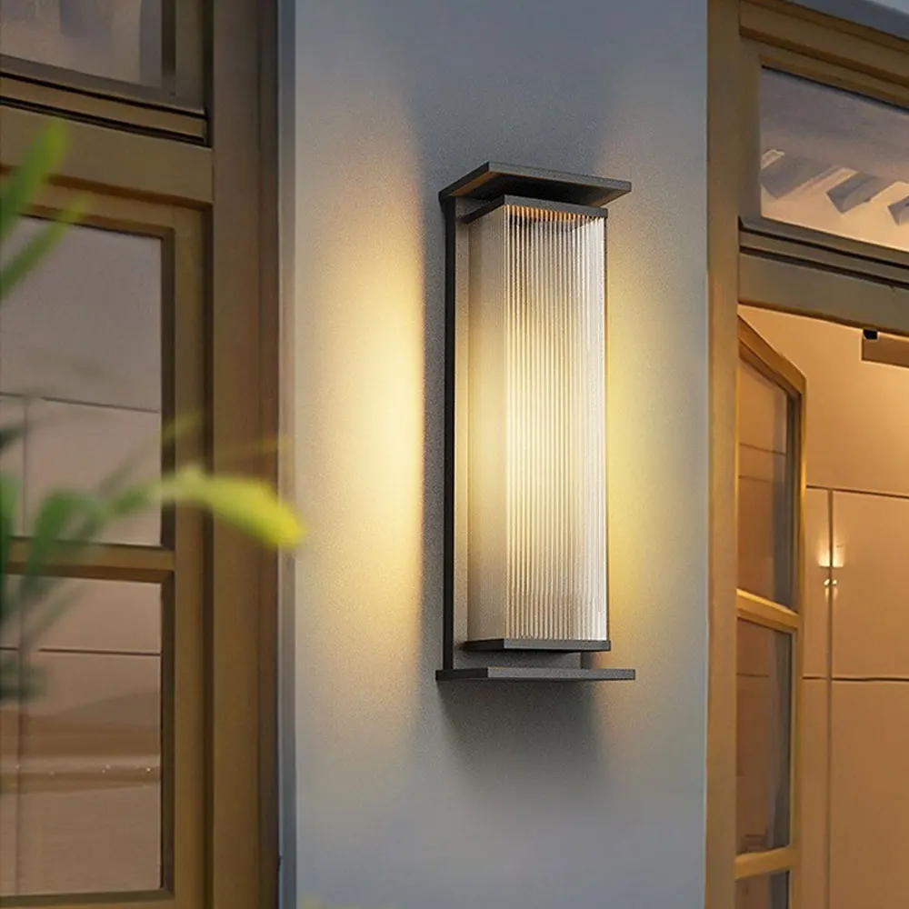 モダンなシンプルな屋外ソーラーウォールランプ防水ステンレス鋼ベース-led-光源ロングストリップ形状家庭用中庭