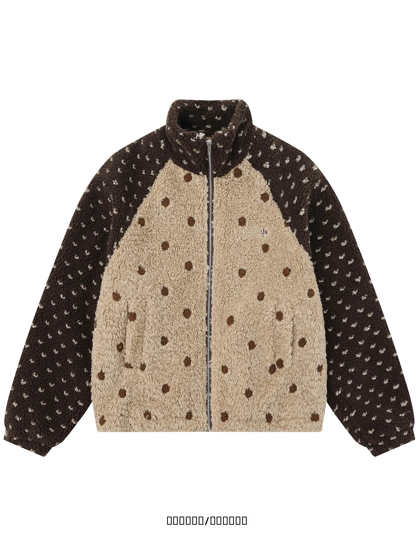 

Утепленная хлопковая куртка для женщин свободного кроя с воротником-стойкой, в стиле пэчворк, с принтом в горошек, для уличной моды, зимняя верхняя одежда