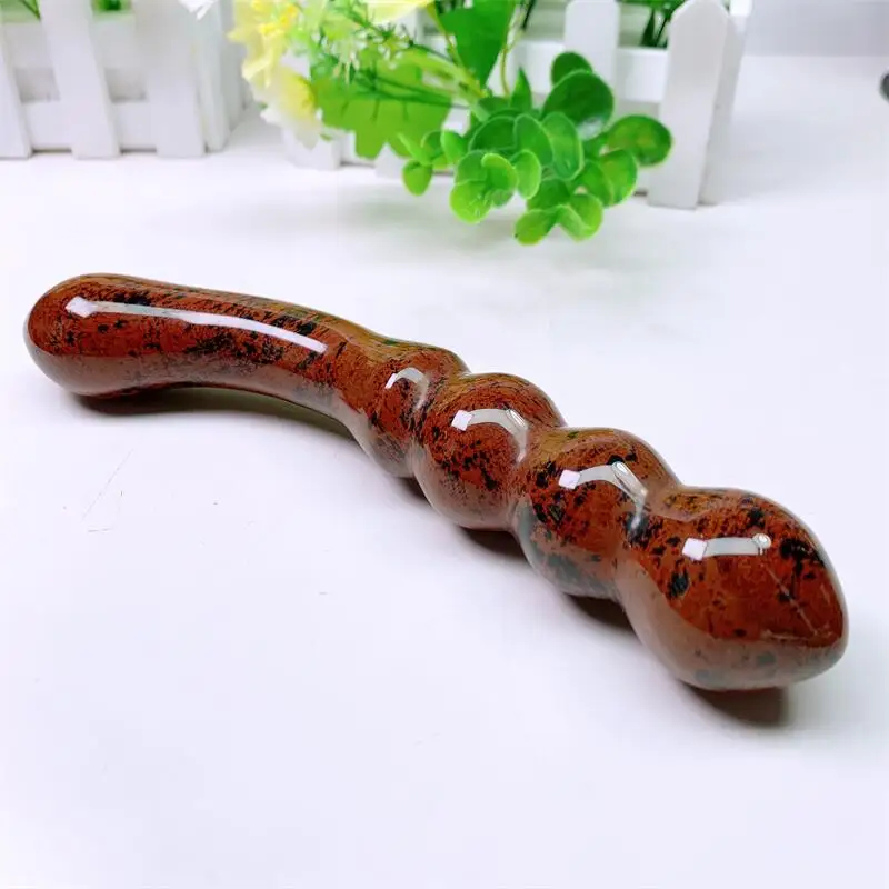 18cm Large Size Natural Red Obsidian Penis Crystal Massage Penis Wand Gemstone Yoni for Women Health Smooth Polished Gifts