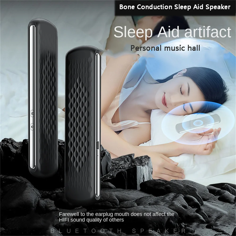 

Bone Conduction Bluetooth Speakers Wireless Portable Music Box Stereo Bass Under Pillow Improve Sleep Travel Use Subwoofer