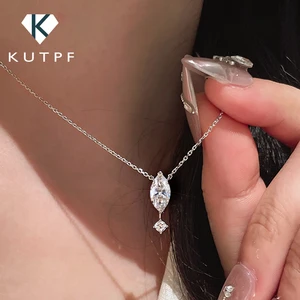 1.1 Carat Marquise/Round Cut Moissanite Pendant Necklace for Women Lab