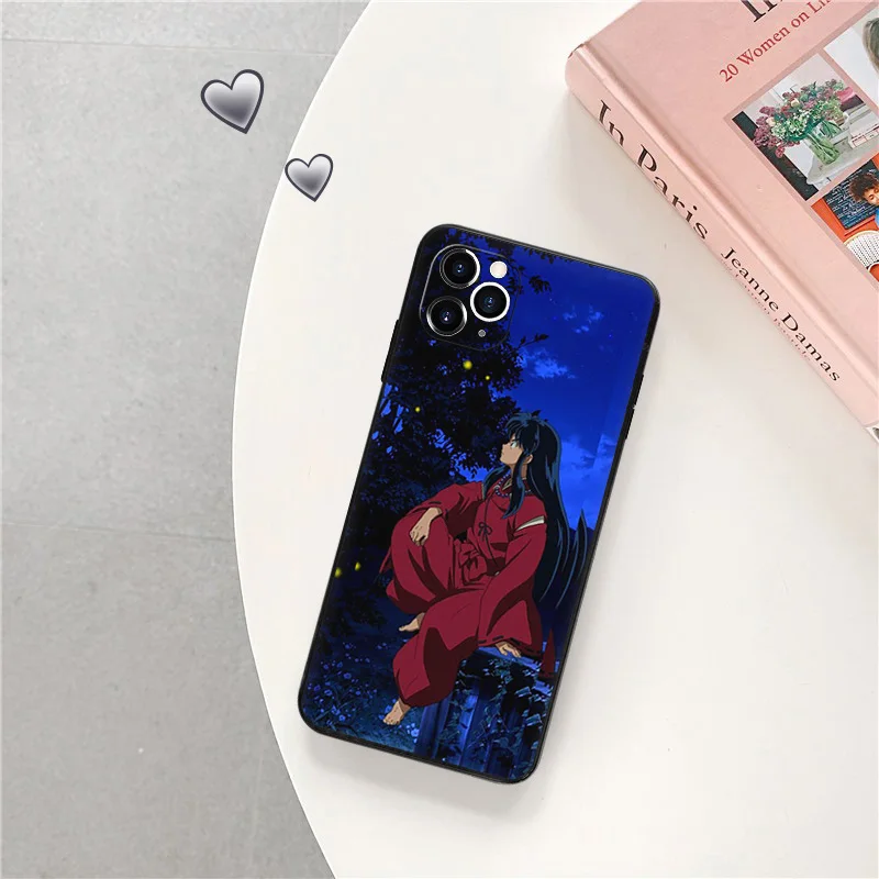 Black Matte Phone Case for iphone 16Pro 15 14 13 12 Mini 11 16 Pro Max 7 8 Plus X XS XR Inuyasha Anime Sesshomaru Soft Cover