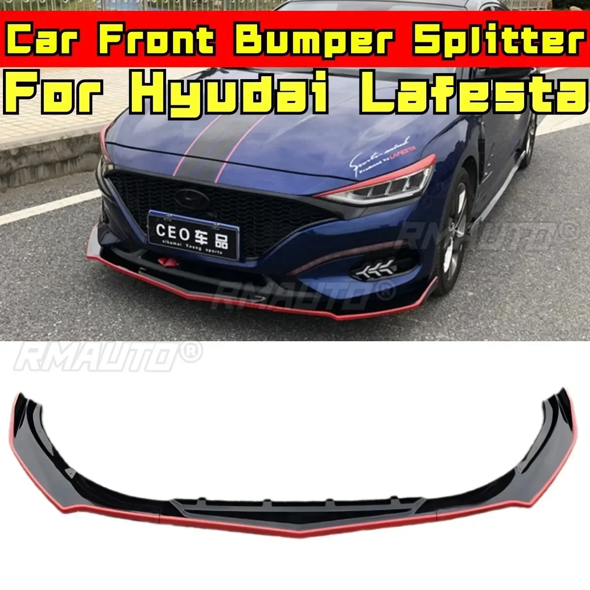 For Lafesta Body Kit Front Bumper Splitter Matte Black Combat Style Front Bumper Spoiler For Hyudai Lafesta Car Accessories