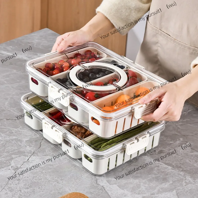 Kitchen seasoning storage box Grid storage box Household sealed box Refrigerator fresh