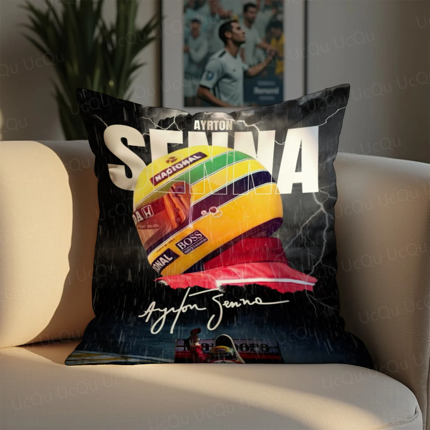 2025 New Arriavl Legend Ayrton Senna Throw pillow Cover Race car Fans Legend Cushion Cover Zipper Size 450*450mm 3D Printed Gift