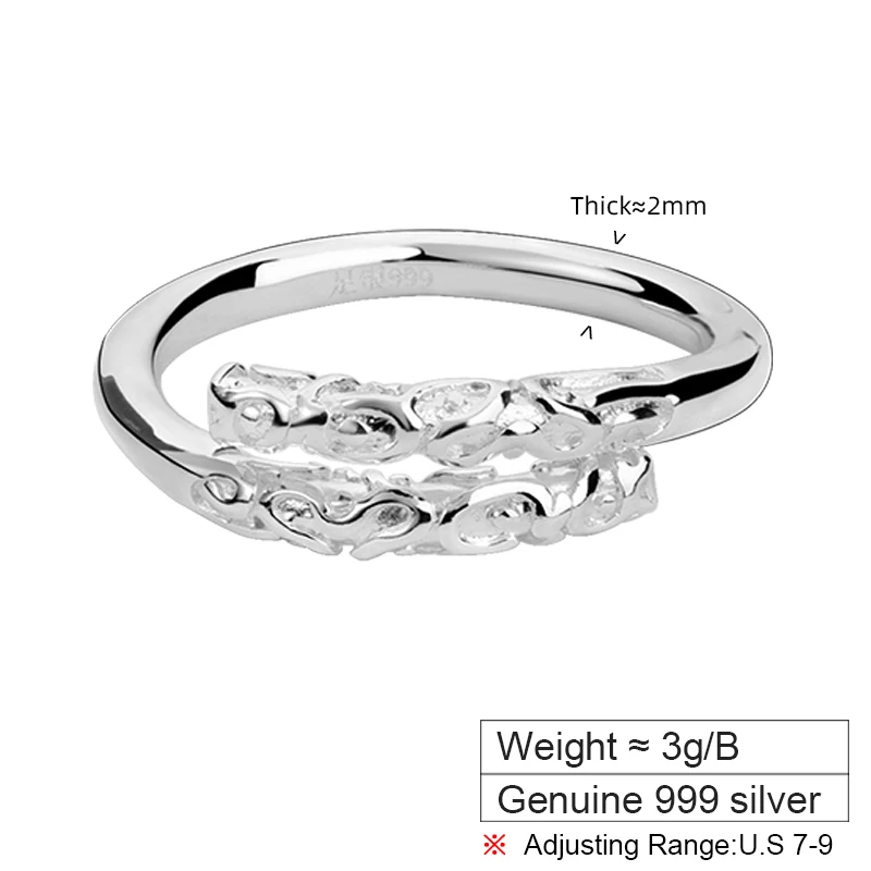 ZABRA 999 Pure Silver Sun Wukong Golden Hoop Ring for Men and Women Open End Ring