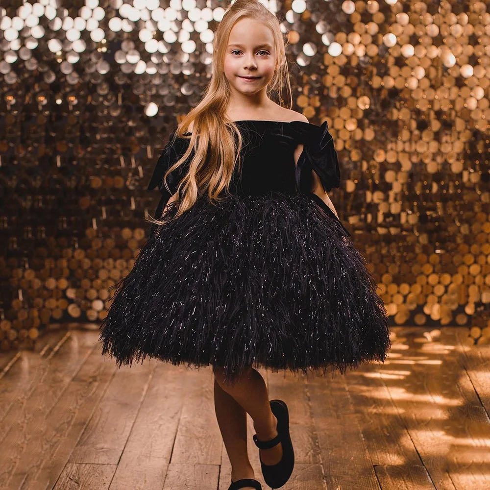 

Children's dress new fashion fairy temperament one-word shoulder model catwalk tutu skirt piano performance suit