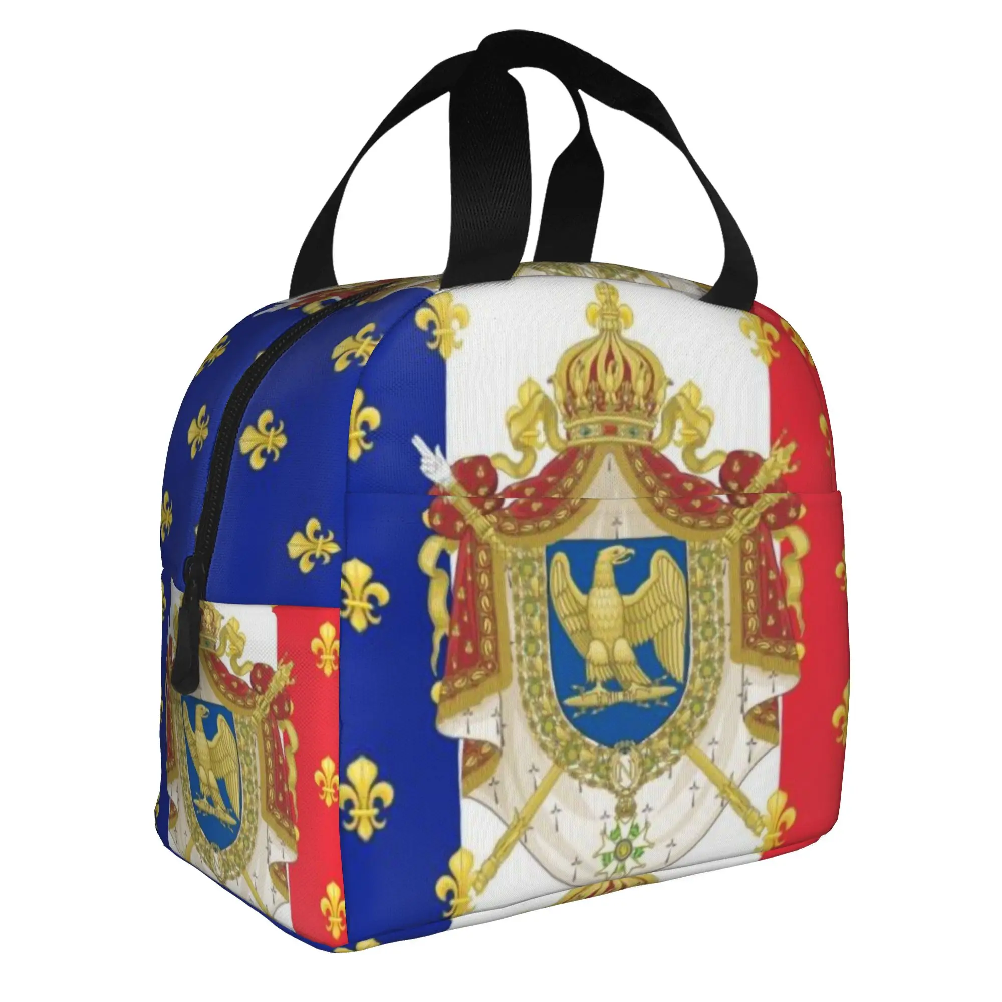 Royal Standard Napoleon France Flag Lunch Box French Empire Coat Of Arms Cooler Thermal Food Insulated Lunch Bag Office Work