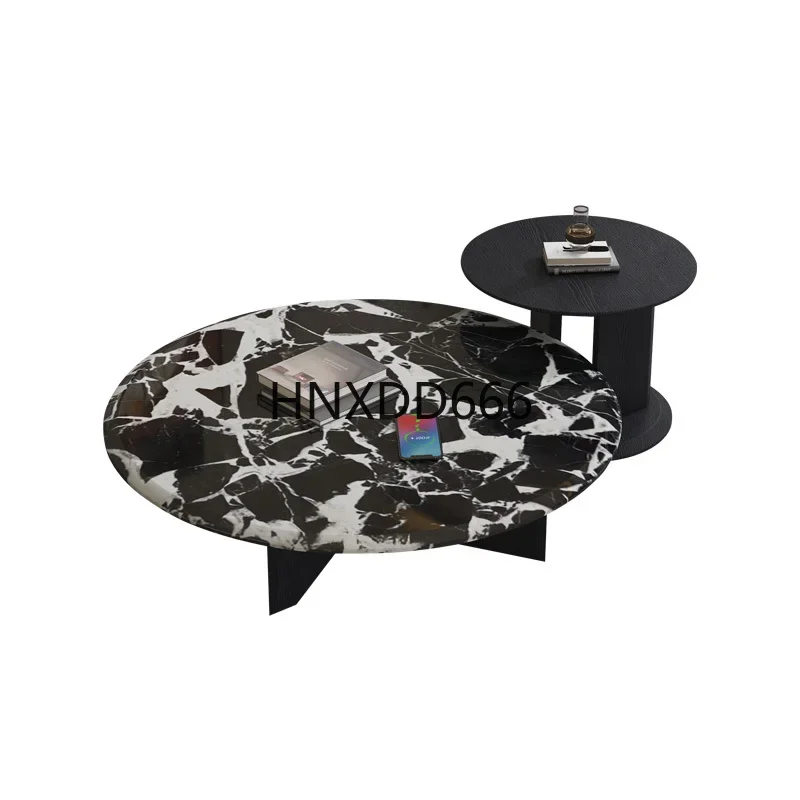Bulgari black marble coffee table small household