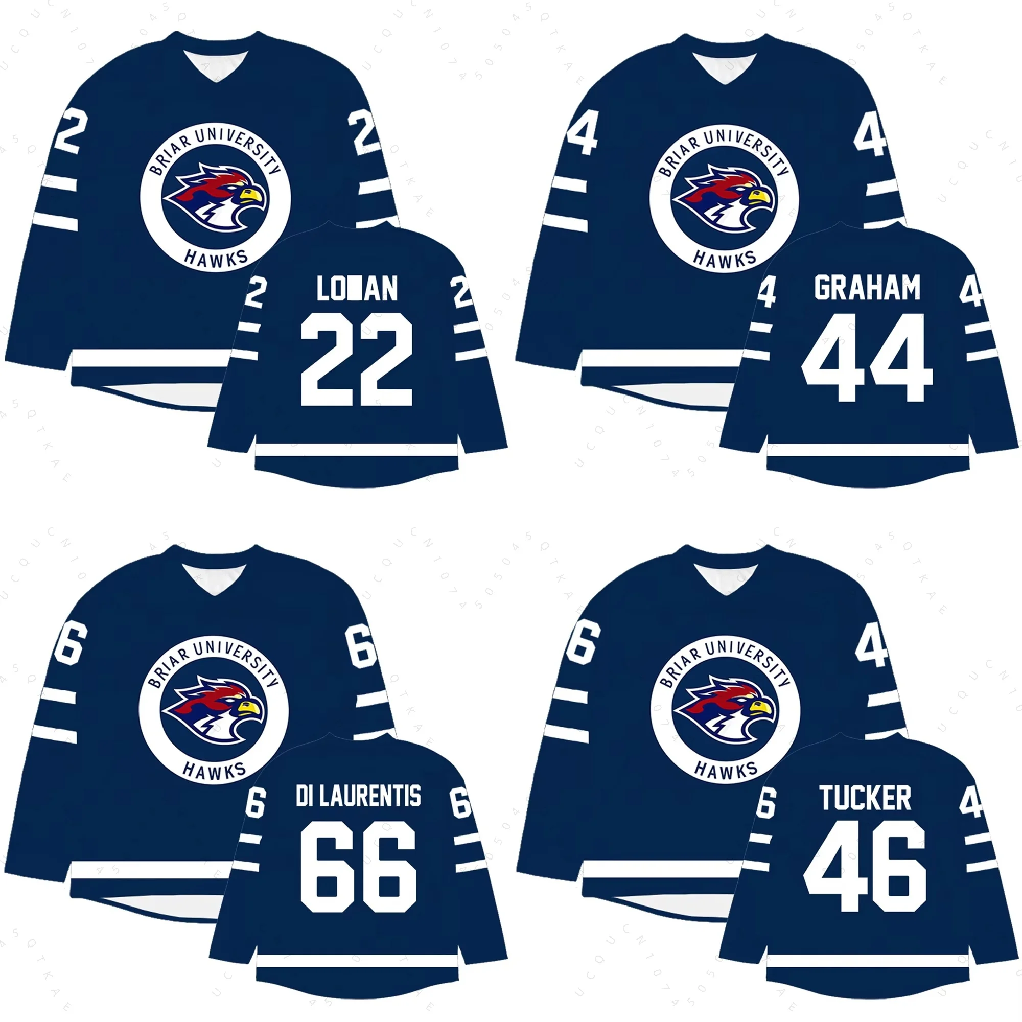 Cosplay Off Campus Briar University Hockey Jersey Graham 44 22 DI LAURENTIS 66 Tucker46 T-shirts Design 3D Printing Merch Unisex