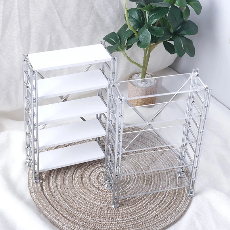 1Pc 1:12 Dollhouse Miniature Bookshelf Display Stand Storage Layer Rack Model Furniture Accessories For Doll House Decor Toys