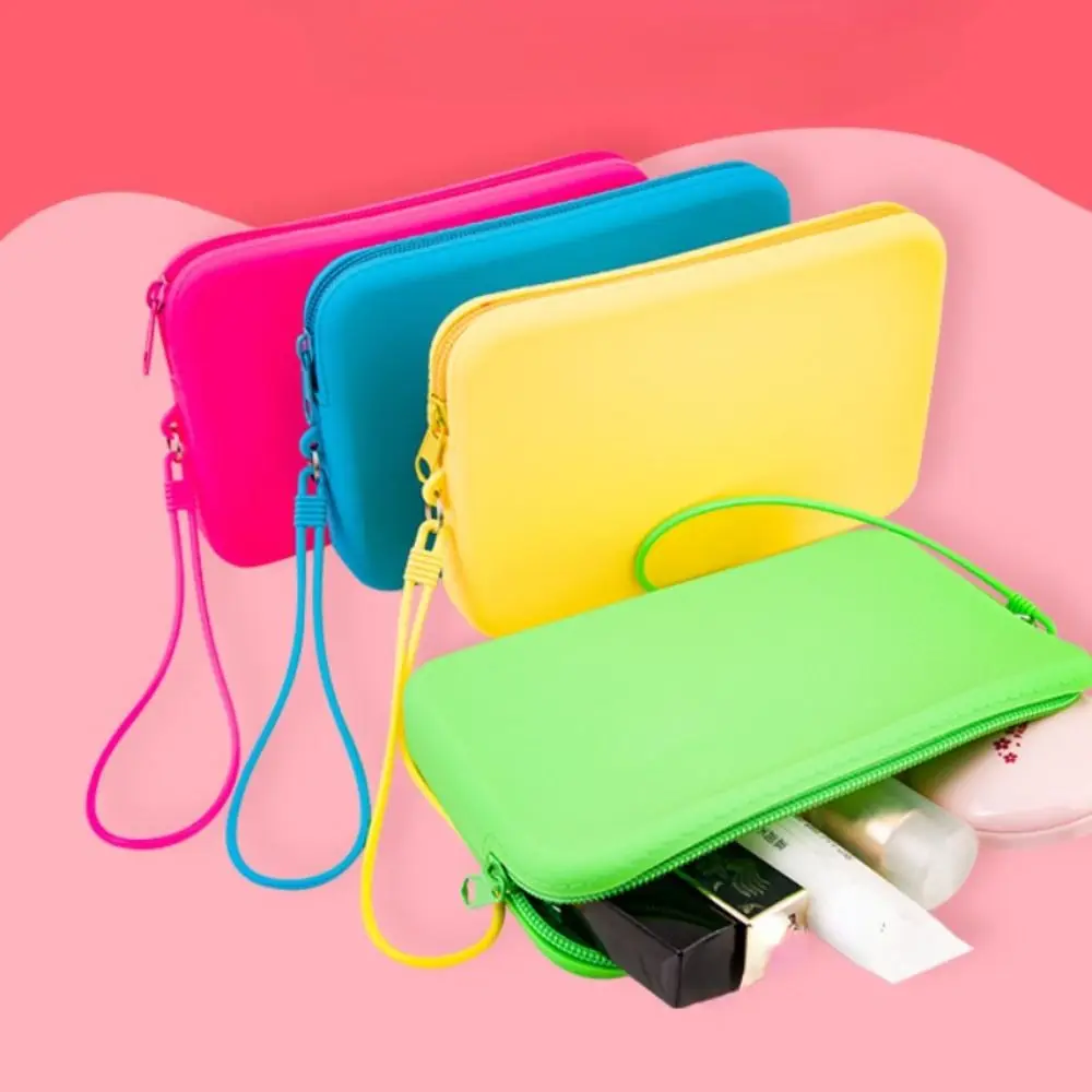 Mini Coin Purse Waterproof Square Cosmetic Bag Portable Solid Color Silicone Storage Bag INS Mini Cosmetics Storage