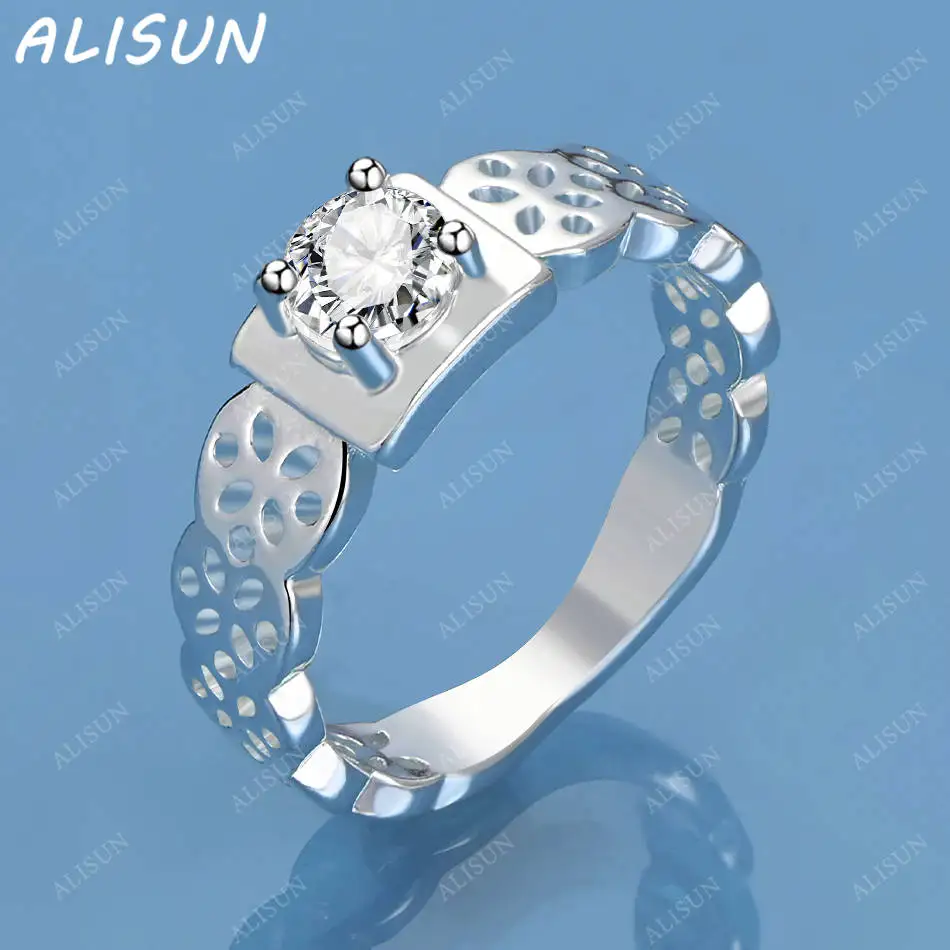 

ALISUN 925 Sterling Silver Zircons Geometric Wedding Ring For Women Grace Jewelry Trend Fashionable Birthday Party Gifts