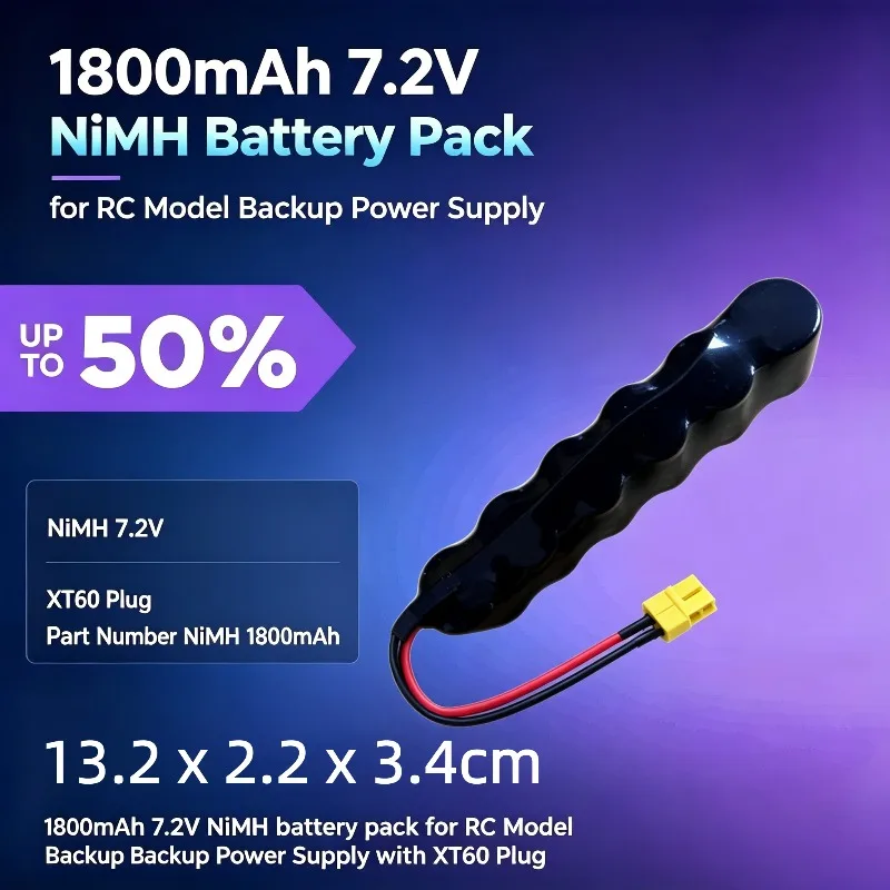 1800mAh 6S 7.2V NiMH battery pack for RC Model Backup Power Supply with XT60 Plug