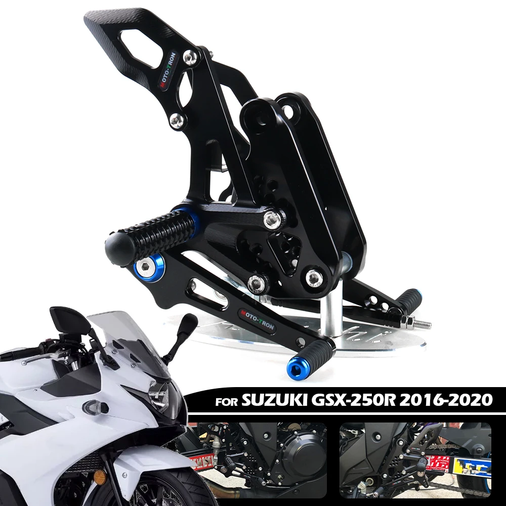 

For SUZUKI GSXR250 GSX250R GSX250 2016-2020 Motorcycle Modified CNC Aluminum Alloy Rearset Footrest Footpeg Pedal Accessories