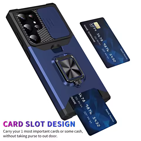Card Slot Wallet Ring Holder Case For Samsung Galaxy S25 S24 S23 S22 Ultra S22 S23 Plus S21 Armor Kickstand Bumpers Cover