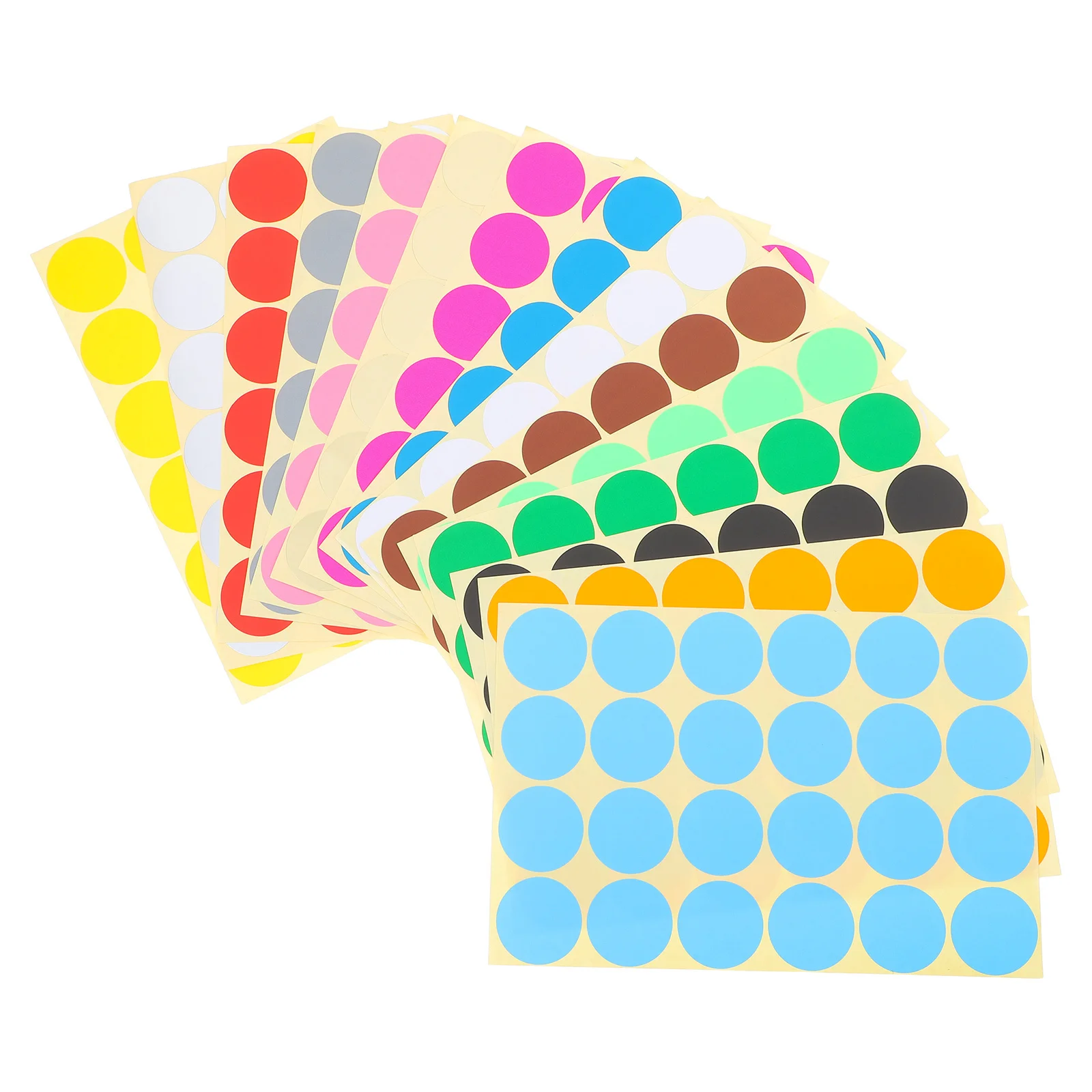 32 ورقة ملصقات ترميز الألوان ملصقات نقطة ملونة مستديرة 16 لونًا ذاتية اللصق قابلة للإزالة للاستخدام في الفصول الدراسية المكتبية #6