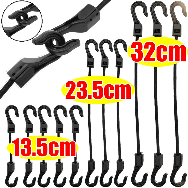 Image of Camping 32cm Fahrrad-Gepäckbindeseile Zubehör Dehnbares Gummiseil Elastisches Gummiband 20-1 Stück mit Haken Vielseitig Einsetzbar