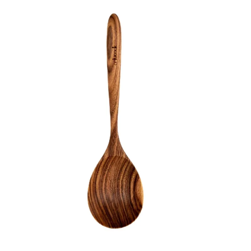 Cuchara grande de madera japonesa, tenedor para ensalada de doble uso, cuchara de mango largo para arroz de madera para el hogar, accesorios de cocina