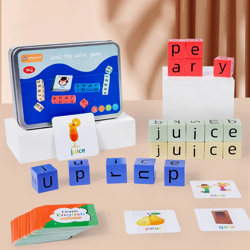 

Montessori Toys Spelling Word Block Games Spell Letter Logical Thinking Training Kids Learning English Cards Puzzle Game