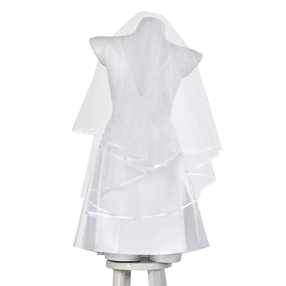 

Harleey Cosplay White Wedding Dress Suit Women Girls Sexy Elegant Deep V Sleeveless Dress Halloween Carnival Party Ball Gown