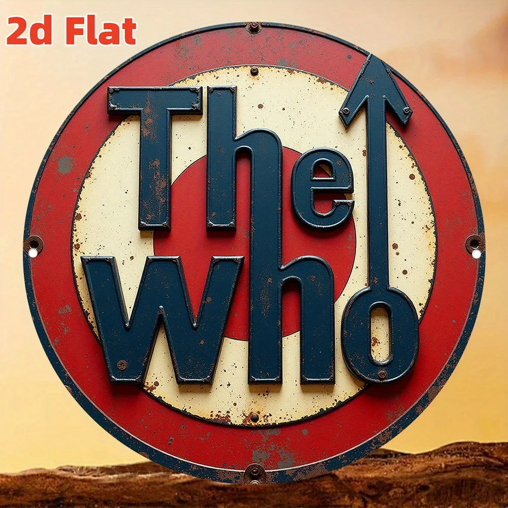 Placa de Metal Redonda Vintage 2D The Who, Estilo Retrô de Banda de Rock, Decoração de Parede para Caverna do Homem, Estúdio de Música, Bar Doméstico, Presente para Fãs de Rock