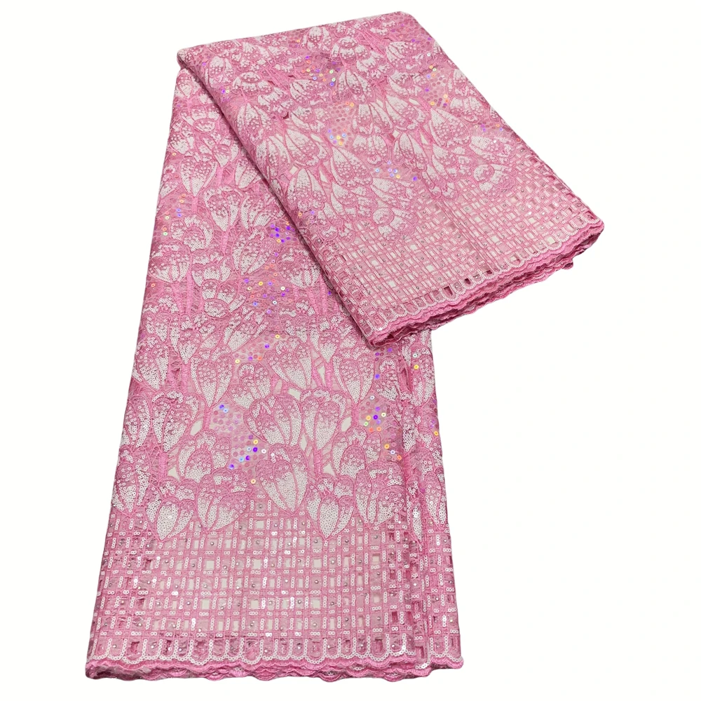 

Африканская кружевная ткань из органзы с блестками, бисером и камнями, мягкая и ручная работа, швейная одежда в нигерийском стиле и Гане, высокое качество, 5 ярдов WF