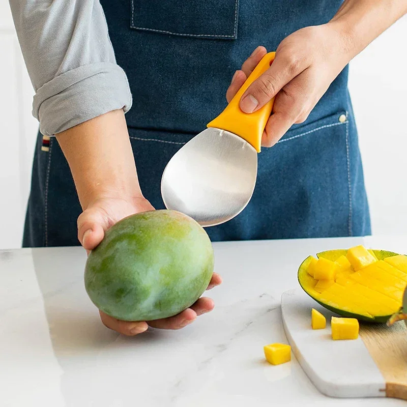 1pc Mango Slicer Cutter Multifunctional Fruit Spoon Watermelon Cutting Knife Mango DicingTools Mango Diced Scoop Kitchen Gadgets