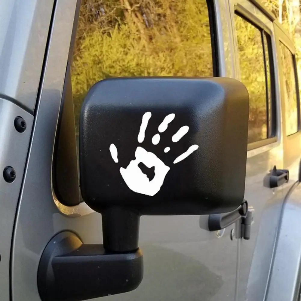 1 Pair Colorful Handprint Car Sticker Waterproof PVC Self-adhesive Auto Left Right Rearview Mirror Body Palm Decoration Deal
