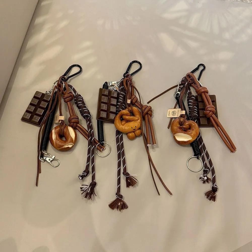 Korean Style Bread Bag Pendant Autumn-Winter Alkali Water Bound Bread Chocolate Climbing Rope Keychain Multifunction