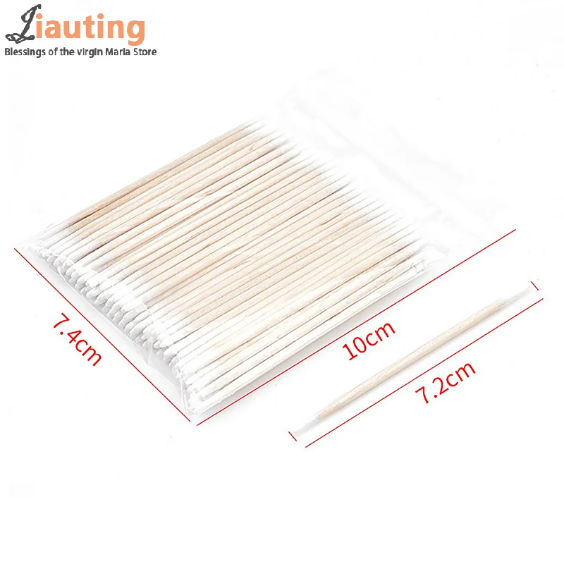 100Pcs Disposable Double Head Cotton Swab Women Makeup Cotton Bud Tip For Medical Wood Stick Nose Ears Cleaning Health Care Tool