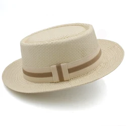Lager Size Adjustable US 7 1/2-7 5/8 UK L-XL Men Women Straw Pork Pie Hats Summer Sunhat Boater Cap Sailor Sombrero Beach Fedora