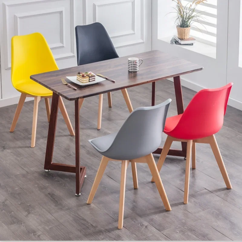 Home Nordic Dining Chairs Home Solid Wood Study Desk Chair Simple Bedroom Backrest Dressing Small Stool Dining Room Furniture