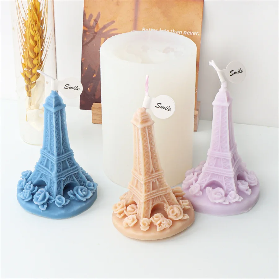 DIY Eiffel Tower Model Candle Mold 3D Leaning Tower of Pisa Sculpture Aromatherapy Candle Gypsum Resin Mould Craft Desktop Decor