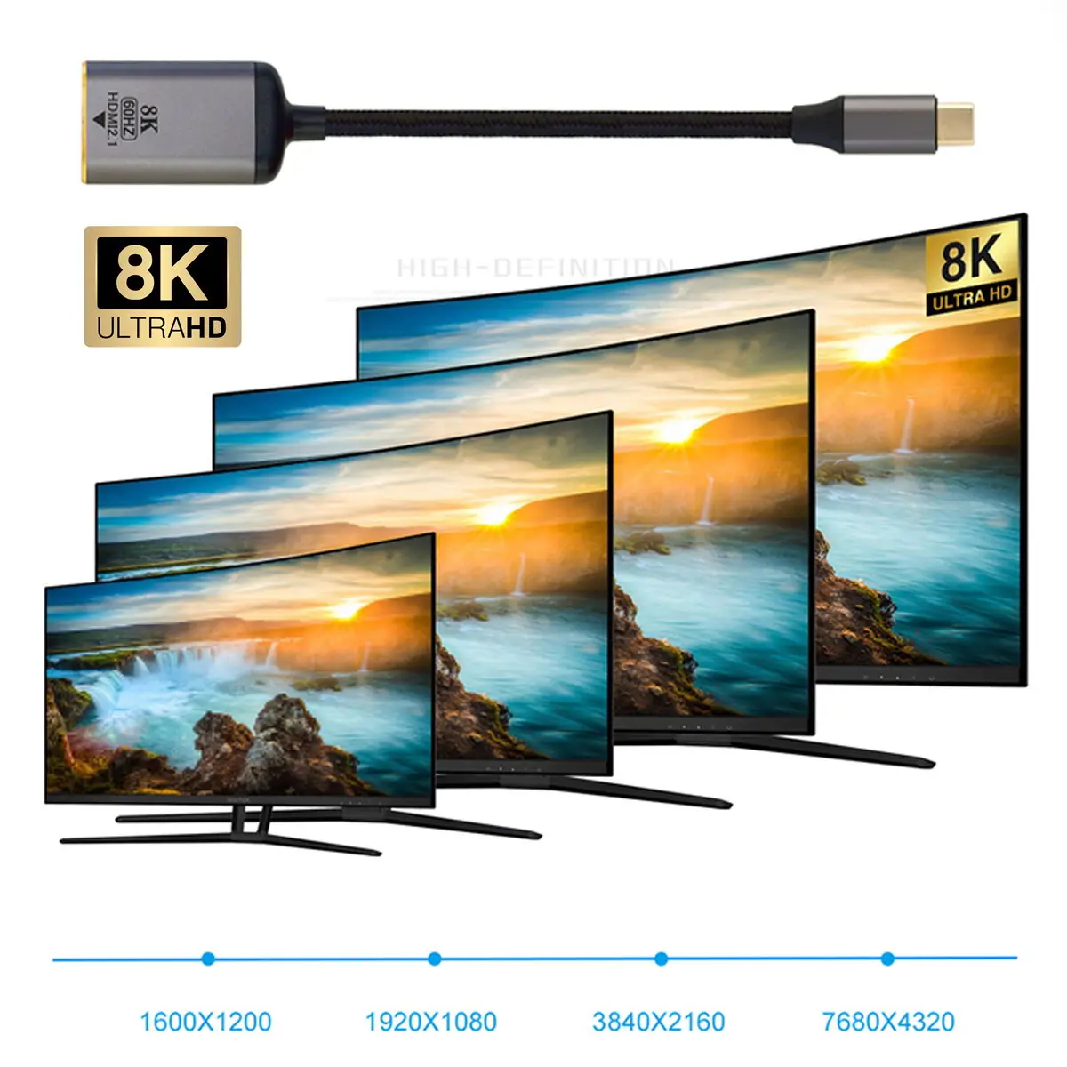 CY USB4 USB-C Type-C Source Display 8K 60HZ UHD 4K HDTV Male Monitor to Female HDTV 2.0 Cable