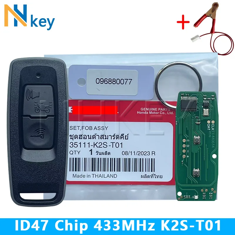 

NHKEY 35111-K2S-T01 Black 2Button For Honda Motorcycle PCX160 2023+ Motorcycle Remote Key 433.92MHz ID47 Chip For 2023