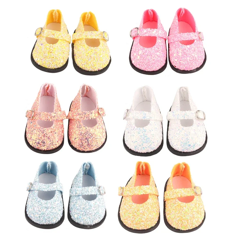 7Cm Poppenschoenen Voor 18 Inch American & 43Cm Baby New Born Pop Pailletten Laarzen Accessoires Voor Og 1/3 Bjd Mijn Leven Pop Meisje Cadeau Speelgoed