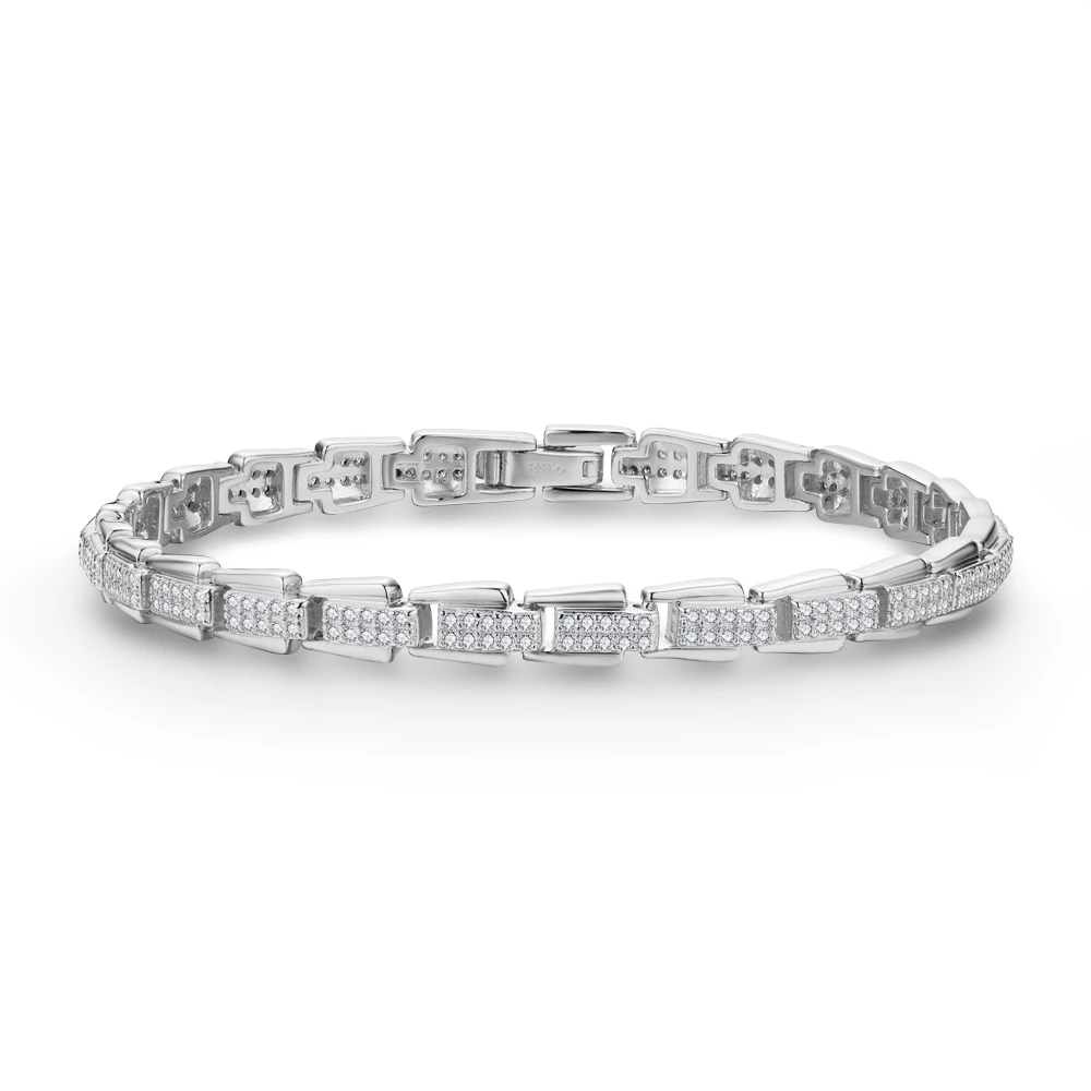

ATTAGEMS DColor VVS1 Moissanite Bracelet for Women Man 18K Gold Plated 925 Sterling Silver Luxury Wedding Bracelets Fine Jewelry