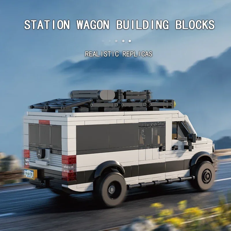 578PCS Station Wagon Model Building Blocks Camping RV SUV Car Bricks Desktop Ornaments Kids Educational DIY Toys Christmas Gift