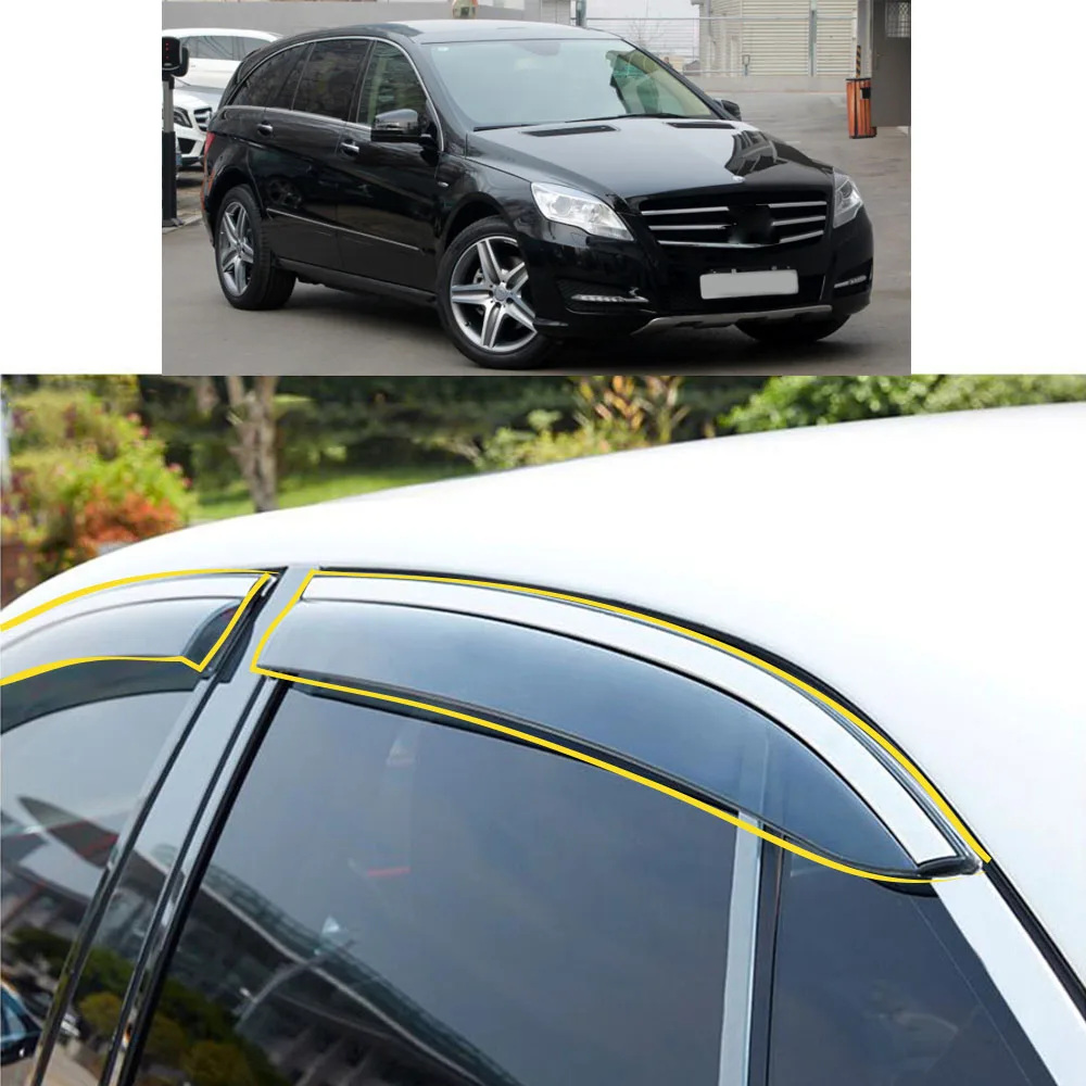 Sticker Window Glass Wind Visor Rain/Sun Guard For Mercedes-Benz R-Class R500 R350 R300 2008 2009 2010 2011 2012 2013 2014-2017