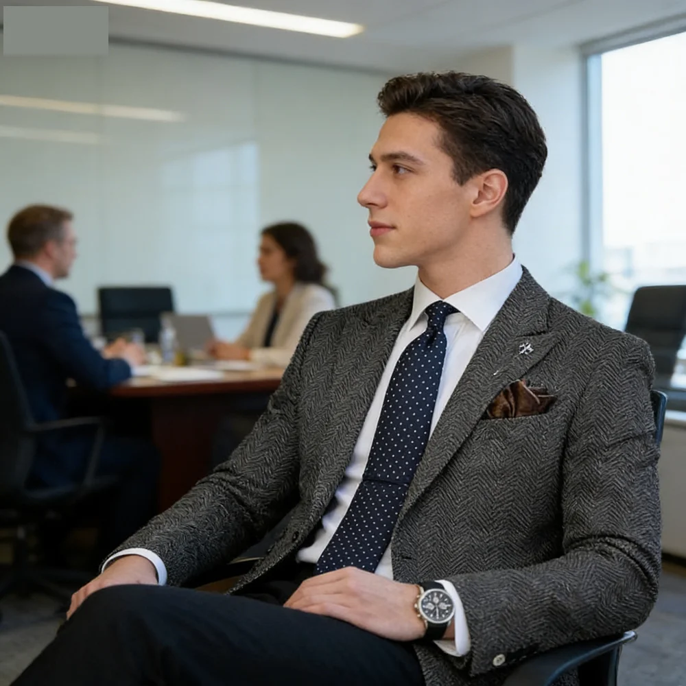 

Мужской твидовый пиджак с узором «елочка», зимний/осенний, для торжественных мероприятий, деловой костюм, шерстяная куртка, уникальный однобортный пиджак для свадьбы и вечеринок