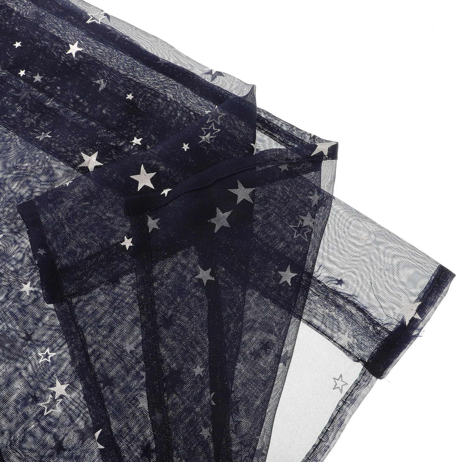 

1pcs Silver Foil Star Printed Sheer Curtains 100X270Cm Navy Polyester Voile Window Panel For Bedroom Living Room Kids Room
