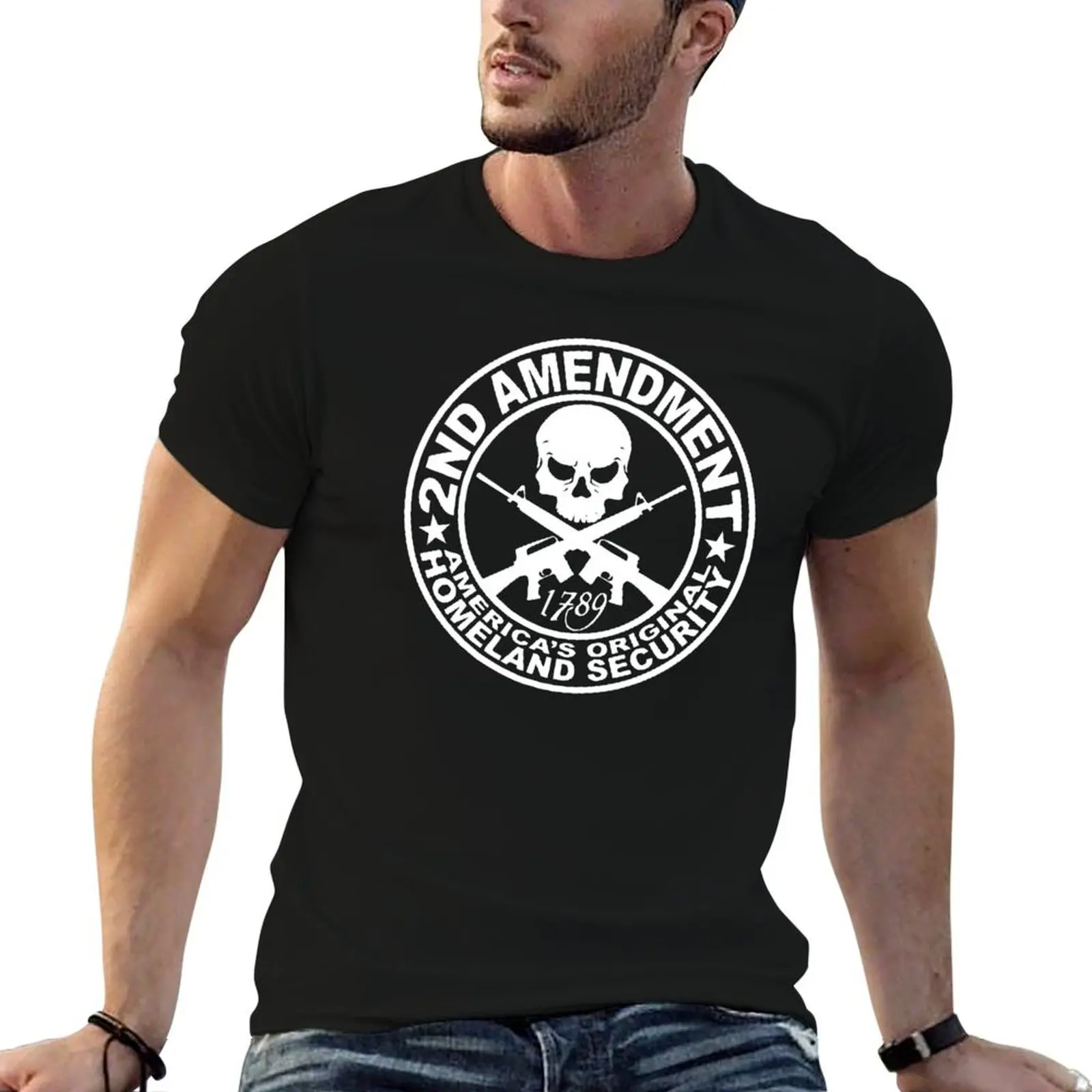 2nd Amendment - America's Original Homeland Security (White) T-Shirt Casual Breathable Short Sleeve Top