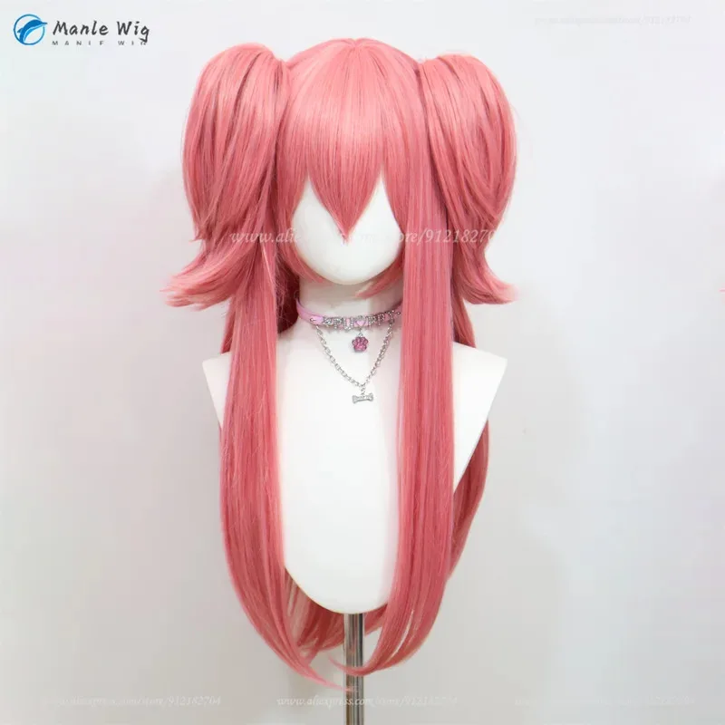 QQ34Anime Momoi Airi 코스프레 핑크 포니테일 내열성 합성 머리 더 점프 + 가발 모자