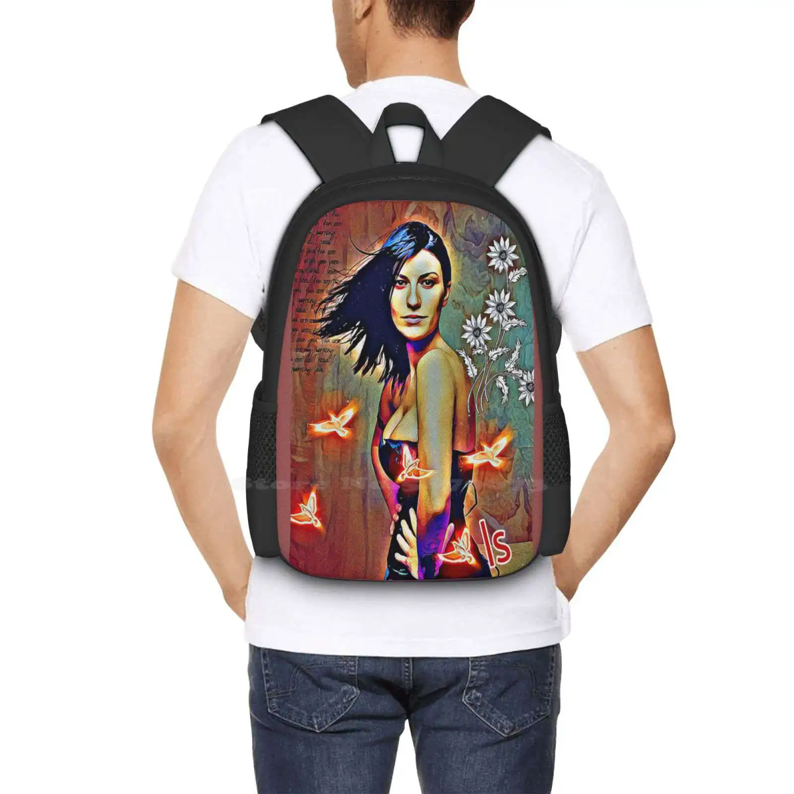 Mochila escolar con diseño de patrón de moda, bolsa para portátil de viaje, bailarina Musical, cantante italiana