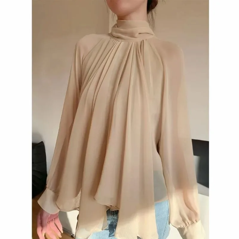 

French Streamer Long-sleeved Shirt Autumn New Autumn Winter Loose and Versatile Bottoming Top