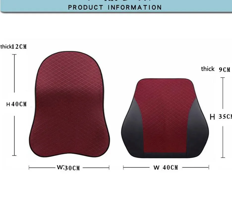 3D Memory Foam Car Neck Pillow PU Leather Car Pillow Waist Rest Pillow Seat Back Rest Lumbar Cushion For Car Accessories