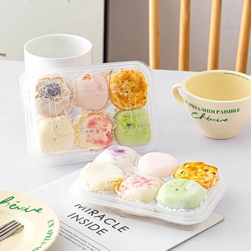 

50pcs Transparent Bakery Box With Lid 6 Grids Cake Cookies Dessert Packaging Boxes Baking Supplies Wedding Birthday Party Decor